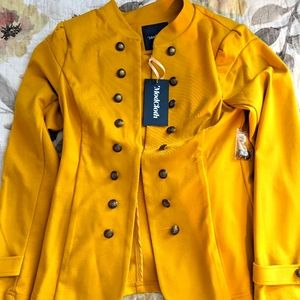 Modcloth double button polyester mustard blazer